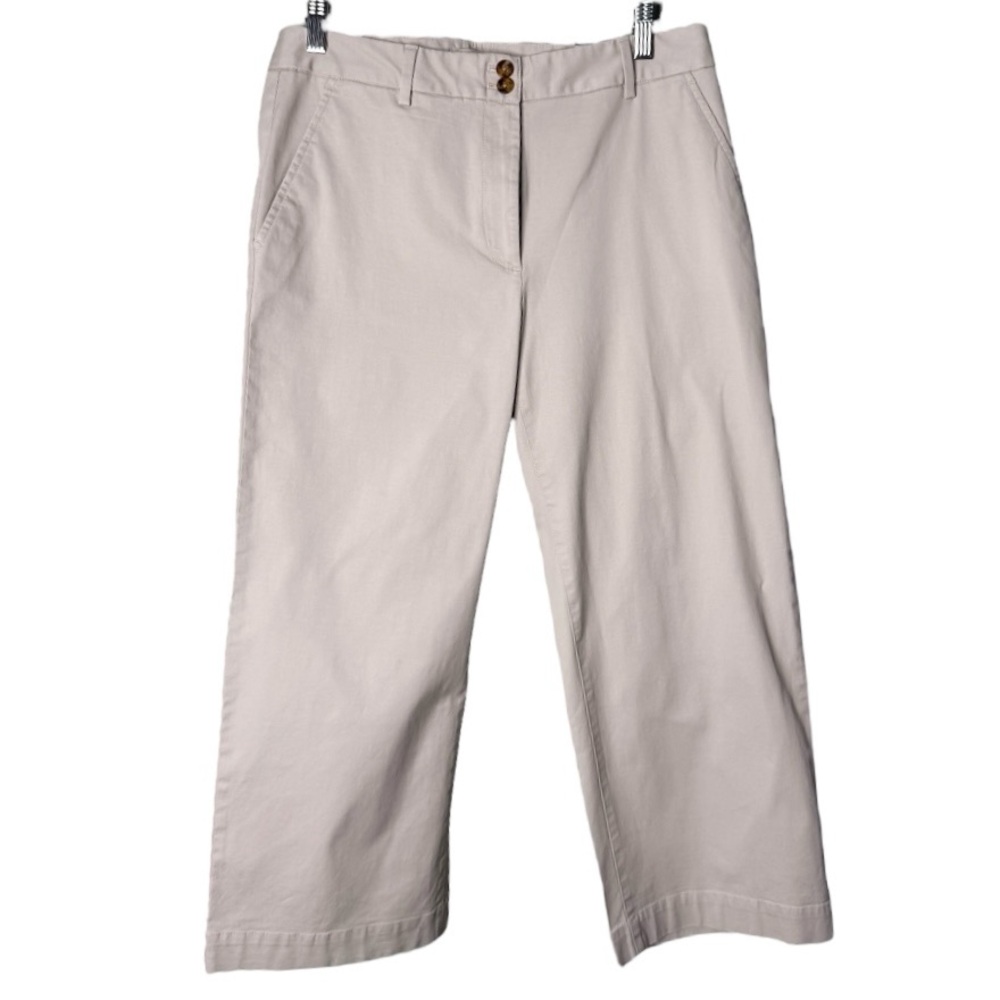 NWT Talbots Outlet Women’s Wide Leg Crop Pants Beige Tan White Size 6